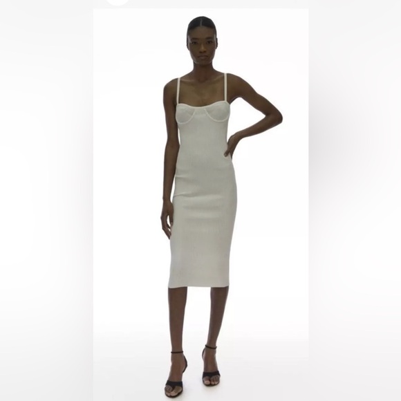 NWT $395 Helmut Lang White Eyelet Bra Ribbed Dress Size M - Picture 3 of 13